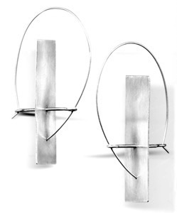 BOLD $140-sterling silver earrings with sanding disk texture (2" long not including ear wire)